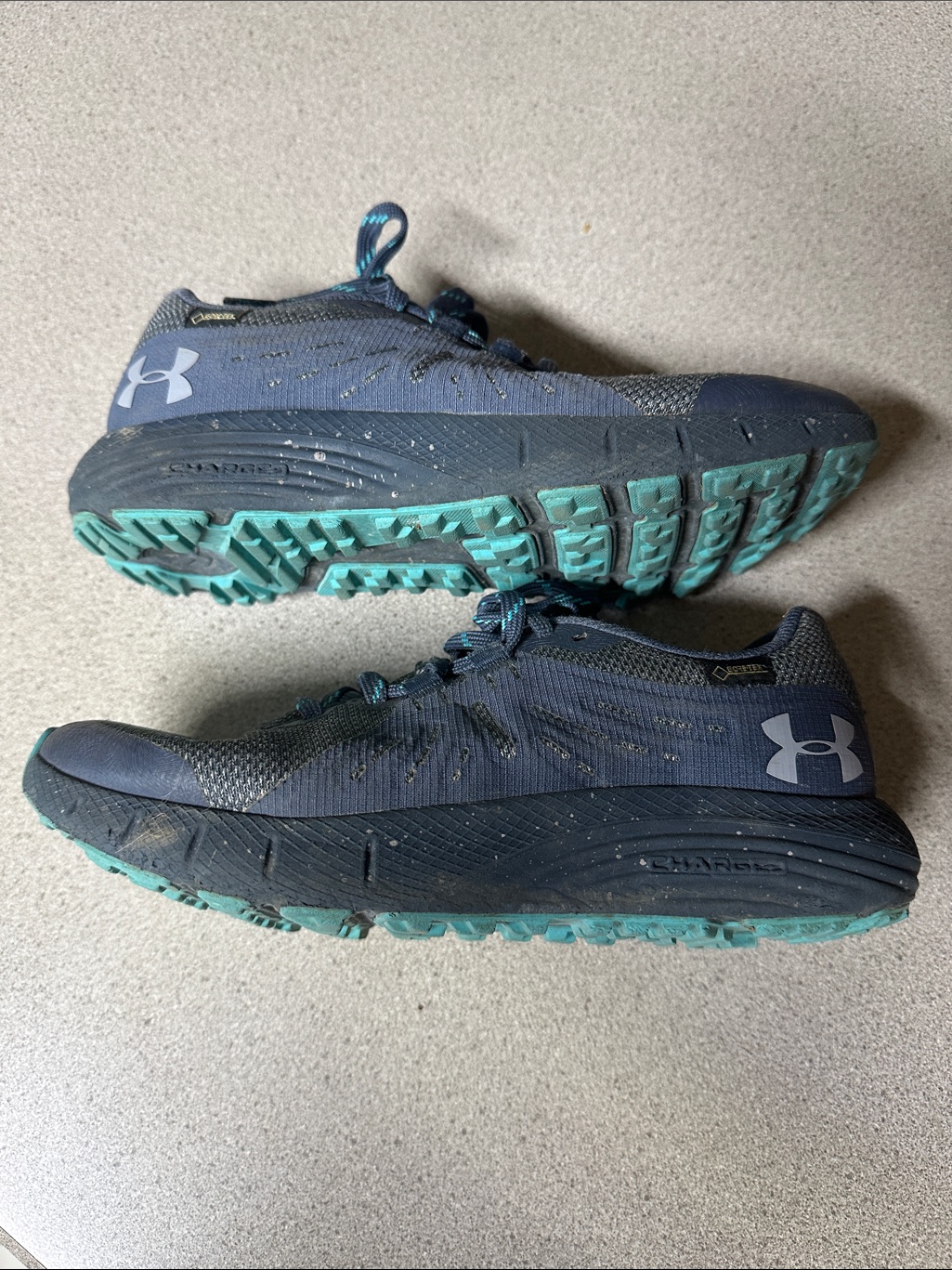 Under Armour Navy Trail Running Shoes With Teal Soles